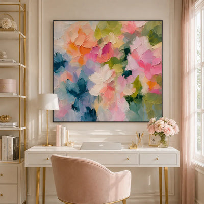 Blush Petal Floral Wall Art room scene 6 | Olyrel
