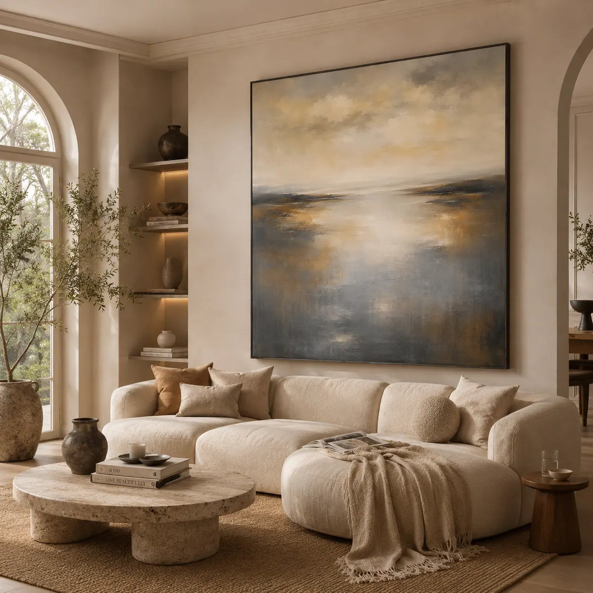Silver Tide Seascape Wall Art room scene 3 | Olyrel