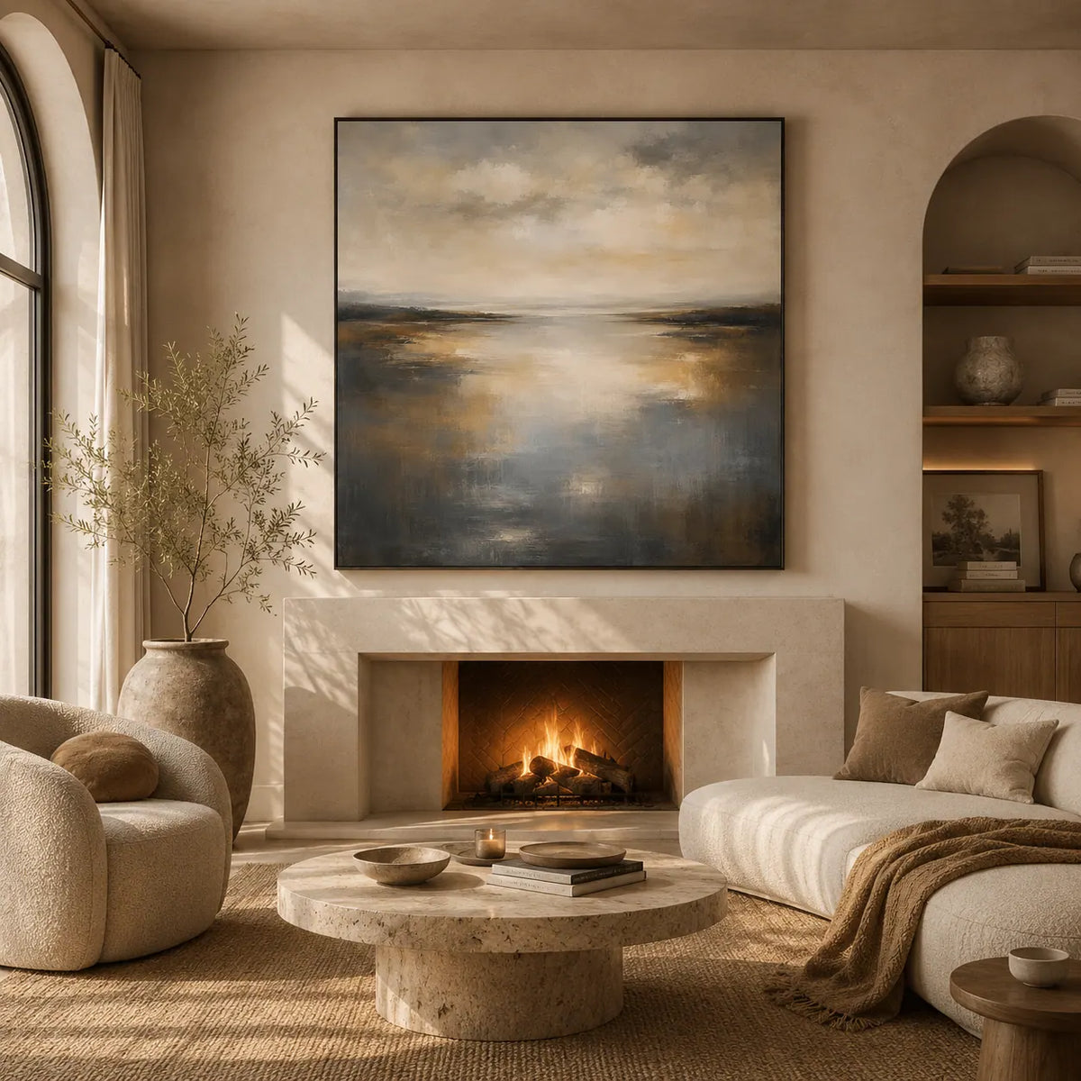 Silver Tide Seascape Wall Art room scene 5 | Olyrel