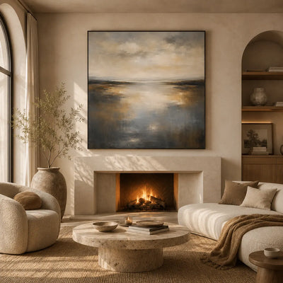 Silver Tide Seascape Wall Art room scene 5 | Olyrel
