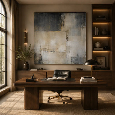 Stone Grid Abstract Wall Art room scene 2 | Olyrel