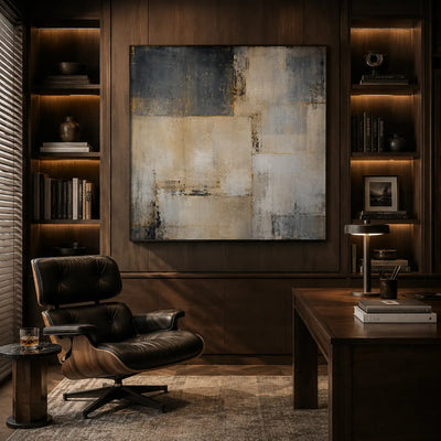 Stone Grid Abstract Wall Art room scene 5 | Olyrel