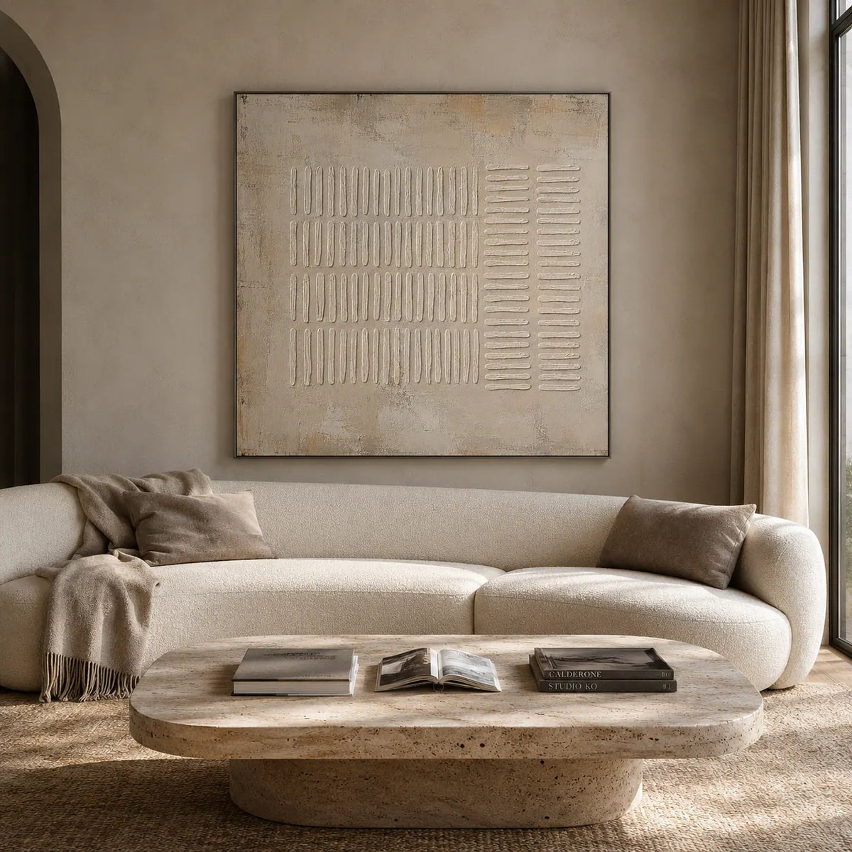 Ribbed Linen Textured Wall Art room scene 2 | Olyrel