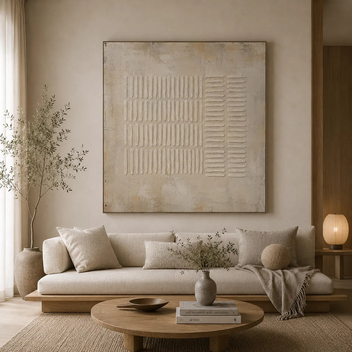 Ribbed Linen Textured Wall Art room scene 3 | Olyrel