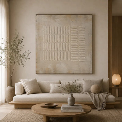 Ribbed Linen Textured Wall Art room scene 3 | Olyrel