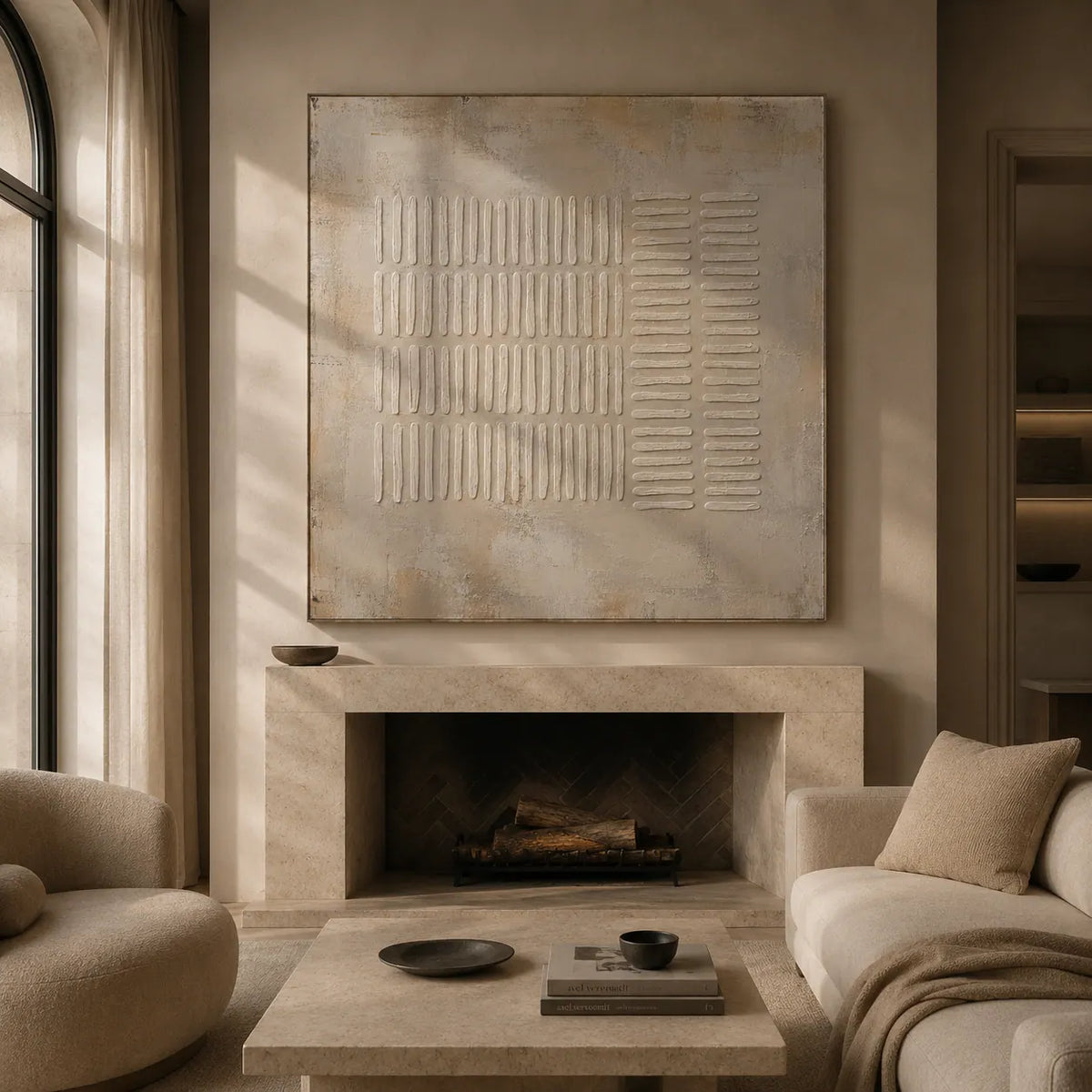 Ribbed Linen Textured Wall Art room scene 4 | Olyrel