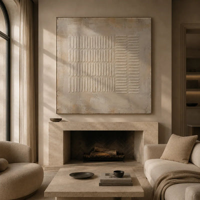 Ribbed Linen Textured Wall Art room scene 4 | Olyrel