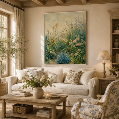 Blue Meadow Botanical Wall Art room scene 3 | Olyrel