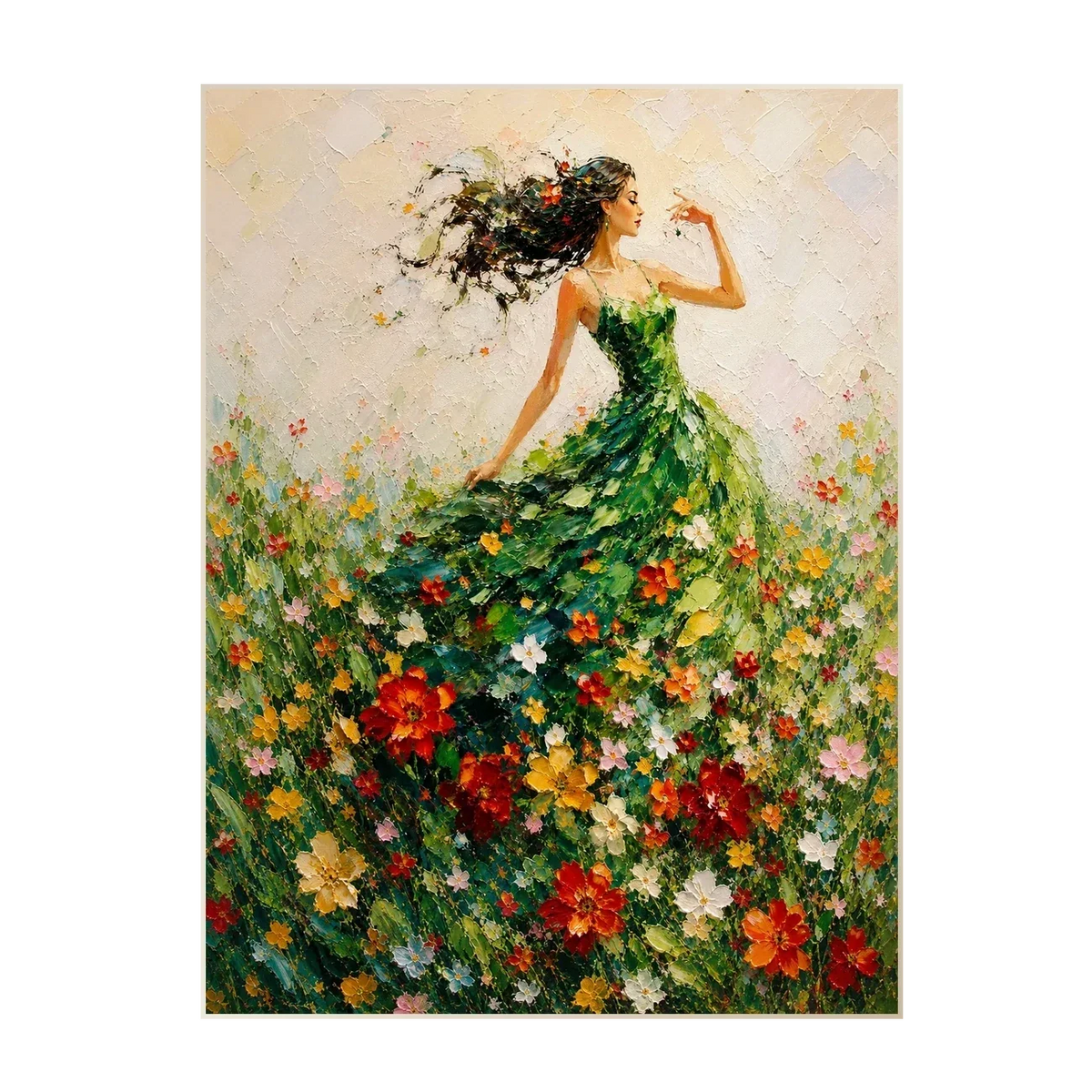 Green Dress Figure Wall Art | Olyrel