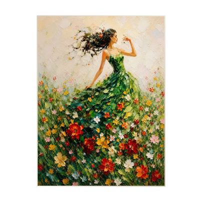 Green Dress Figure Wall Art | Olyrel