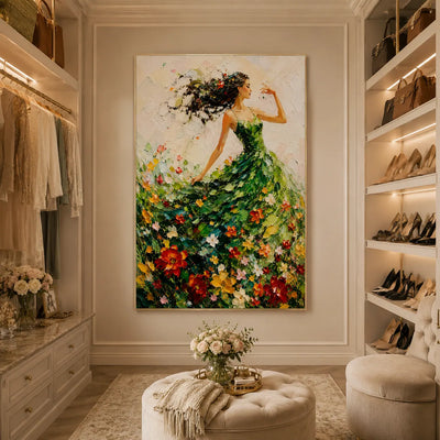 Green Dress Figure Wall Art artwork view | Olyrel