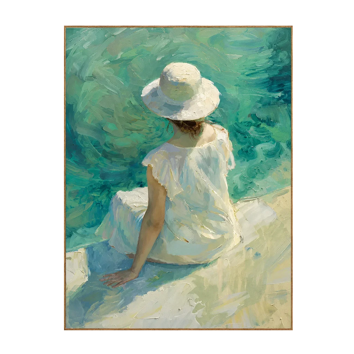 Sun Hat Shore Figure Wall Art | Olyrel