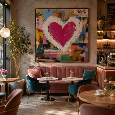 Pink Heart Abstract Wall Art room scene 5 | Olyrel
