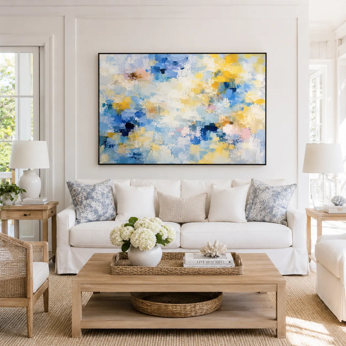 Blue Gold Cloud Abstract Wall Art artwork view | Olyrel
