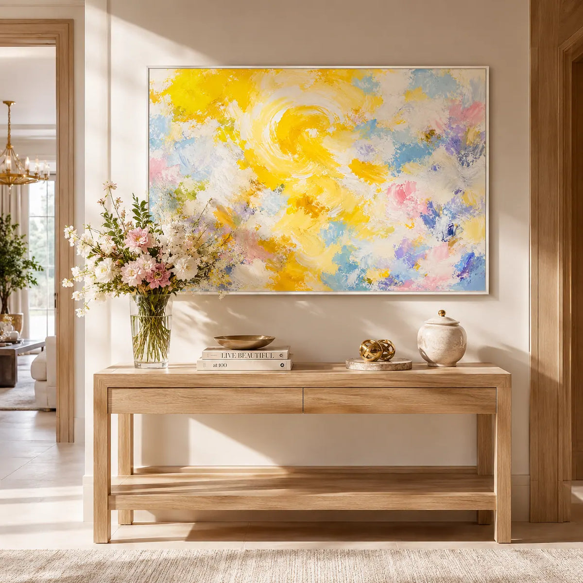 Golden Spiral Abstract Wall Art room scene 4 | Olyrel