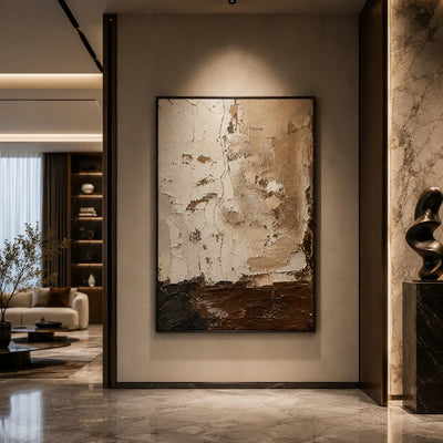 Earthen Divide Abstract Wall Art styled in a entryway | Olyrel