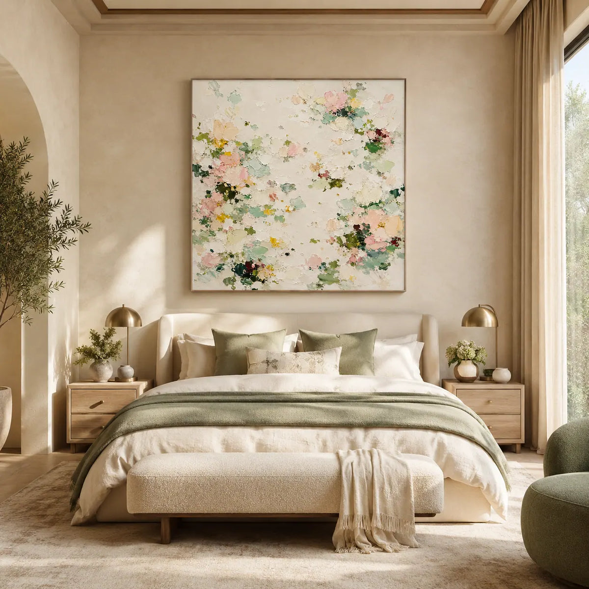 Soft Blossom Floral Wall Art room scene 2 | Olyrel