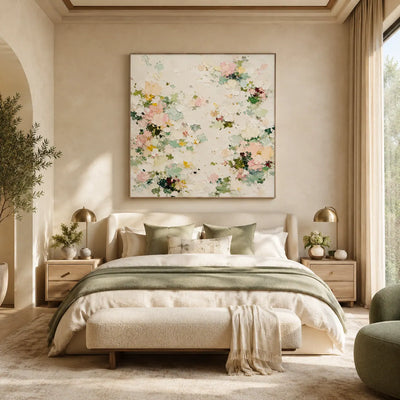 Soft Blossom Floral Wall Art room scene 2 | Olyrel