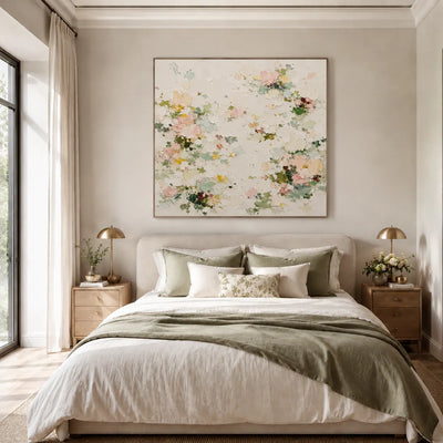 Soft Blossom Floral Wall Art room scene 3 | Olyrel