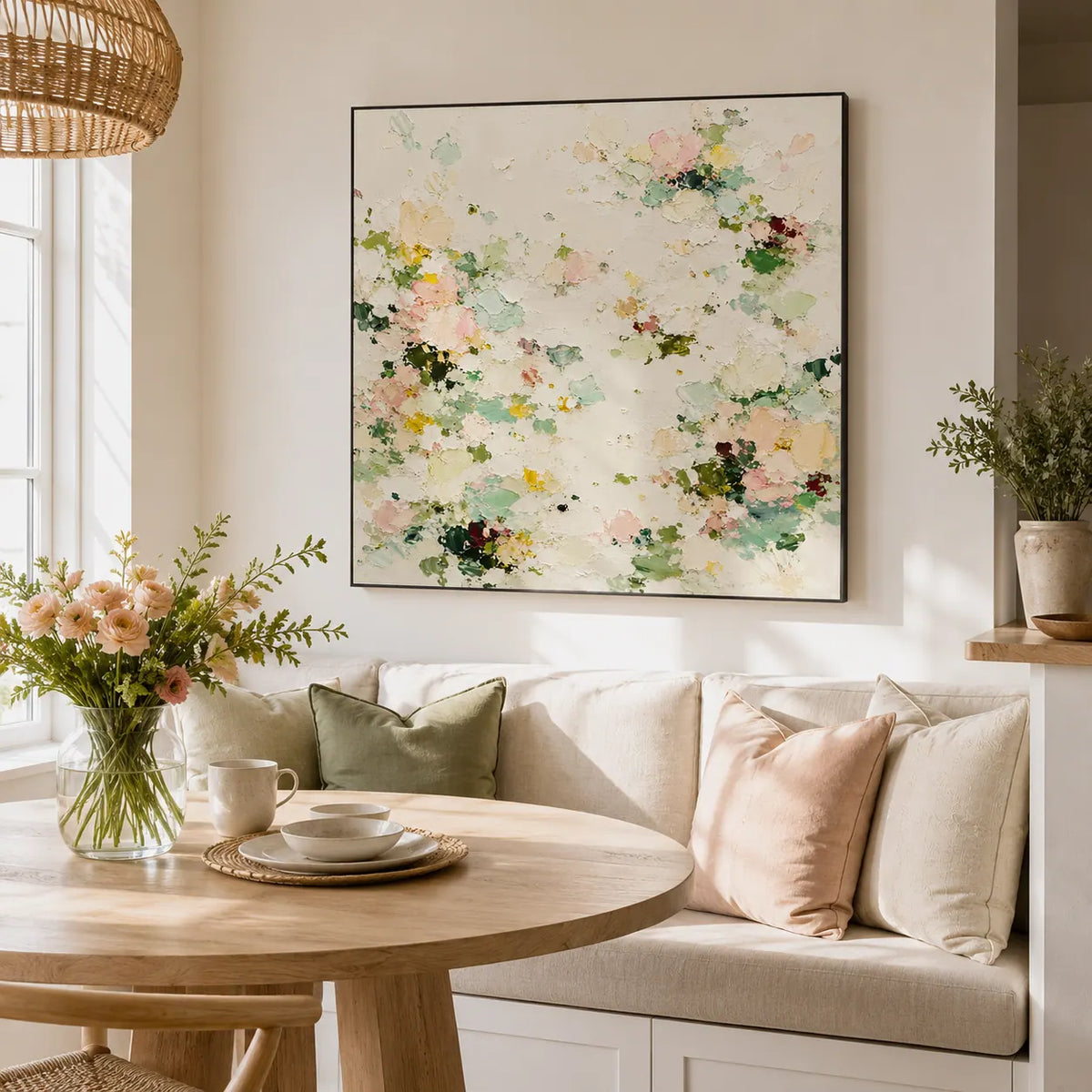 Soft Blossom Floral Wall Art room scene 5 | Olyrel
