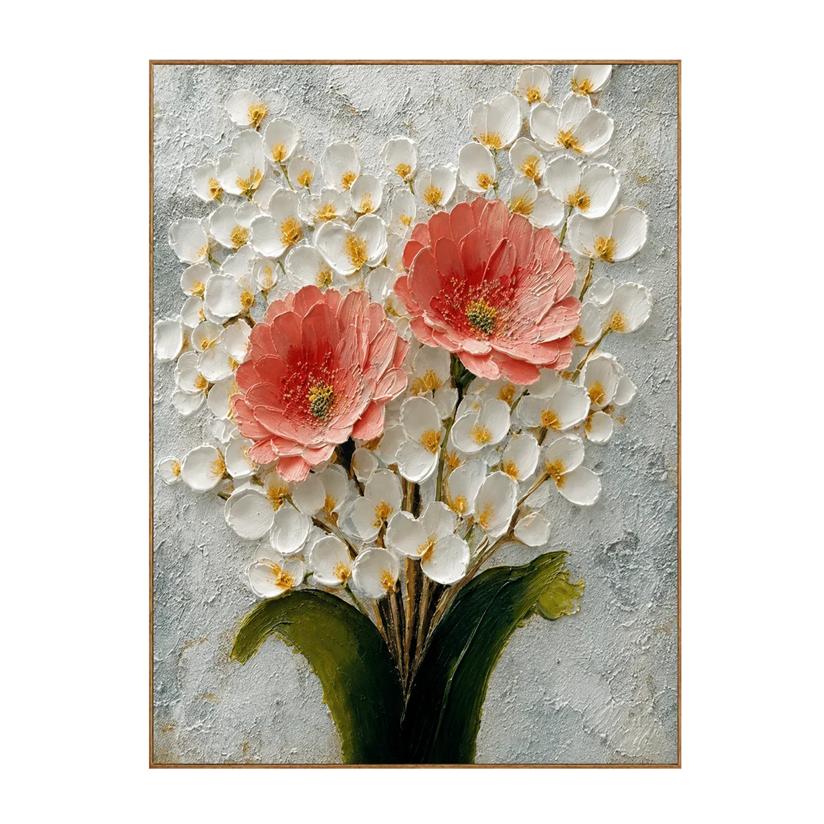 Coral Blossom Floral Wall Art | Olyrel