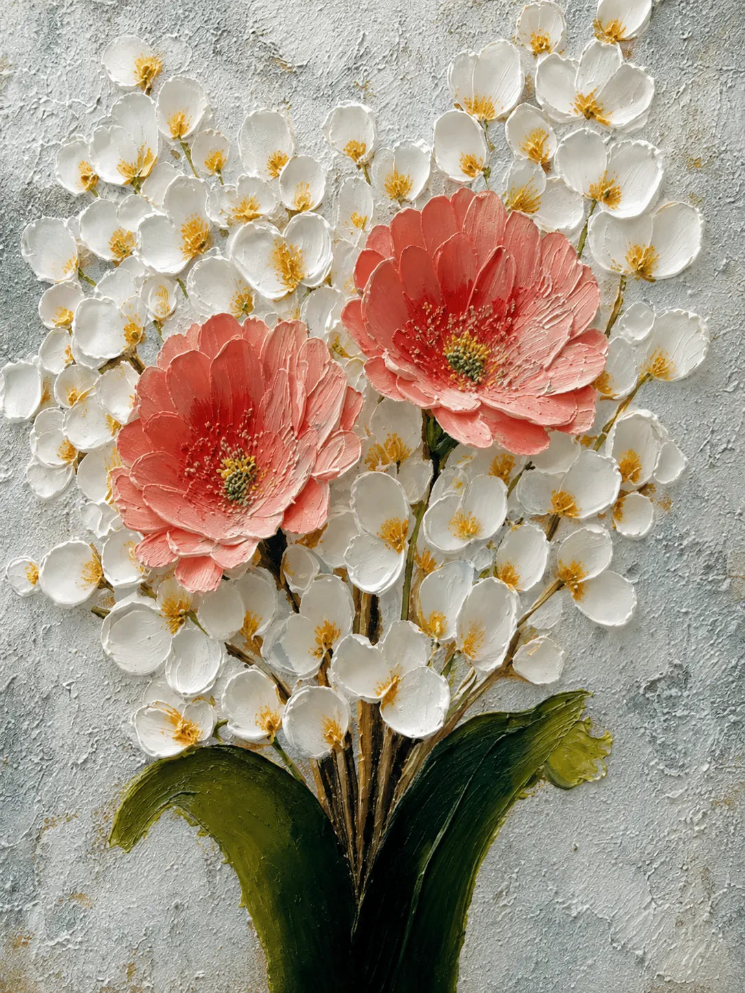 Original artwork view of Coral Blossom Floral Wall Art | Olyrel