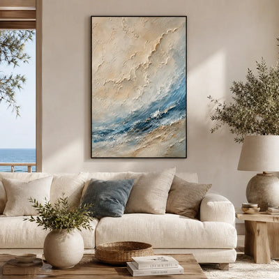 Ivory Wave Seascape Wall Art artwork view | Olyrel