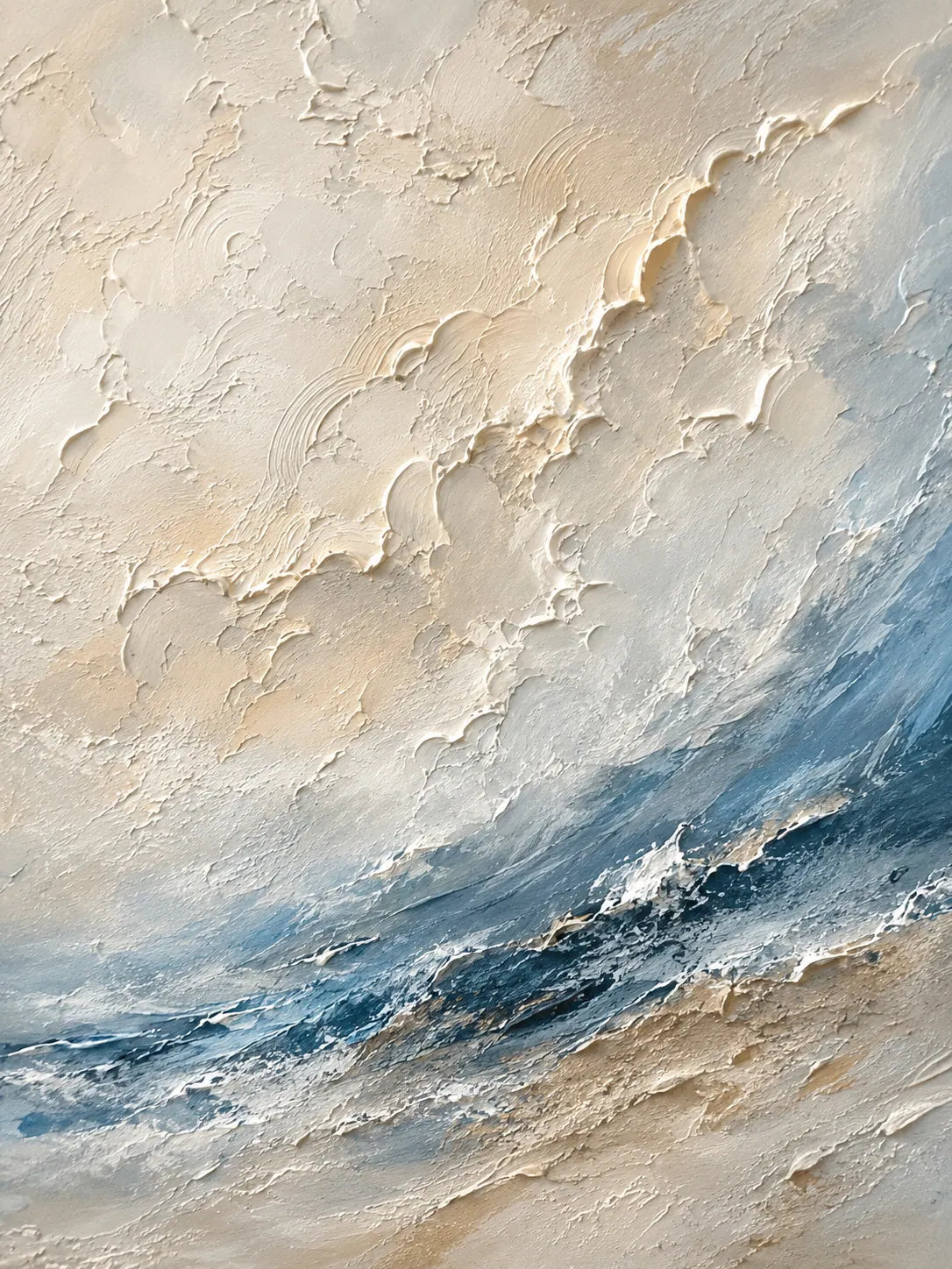 Ivory Wave Seascape Wall Art room scene 2 | Olyrel