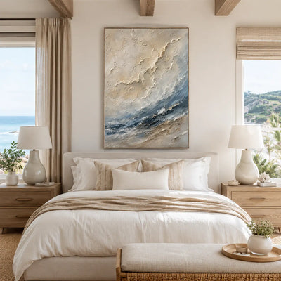 Ivory Wave Seascape Wall Art room scene 4 | Olyrel