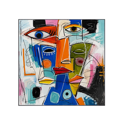 Cubist Faces Abstract Wall Art | Olyrel