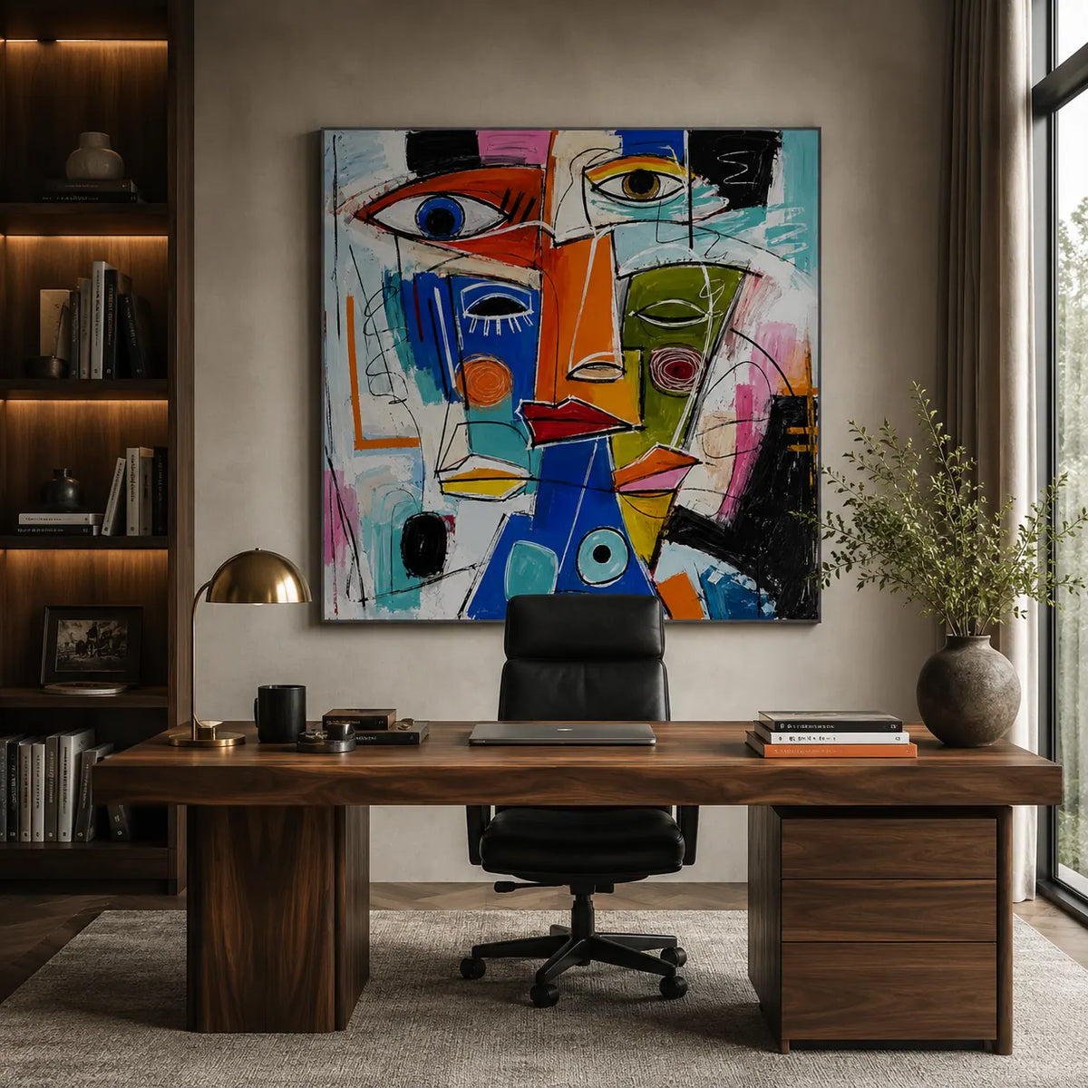 Cubist Faces Abstract Wall Art room scene 4 | Olyrel
