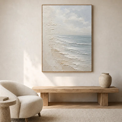 Quiet Shore Seascape Wall Art styled in a entryway | Olyrel