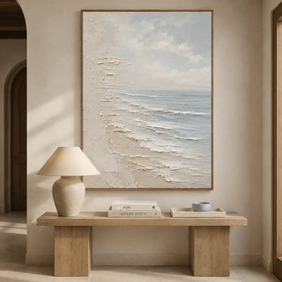 Quiet Shore Seascape Wall Art styled in a entryway | Olyrel