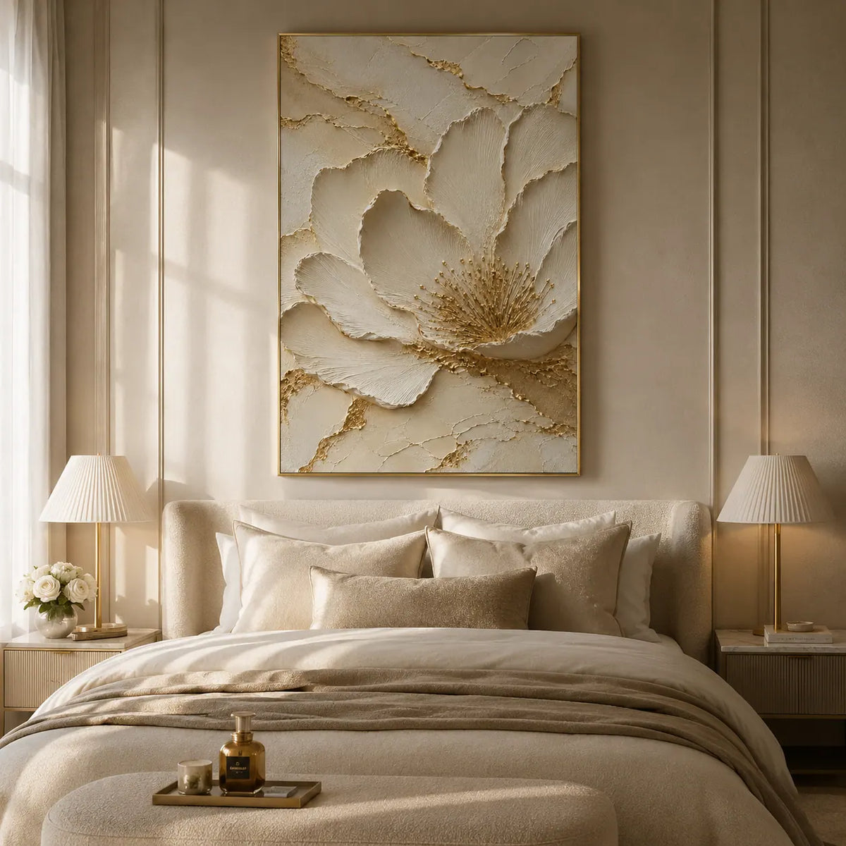 Gilded Blossom Relief Wall Art artwork view | Olyrel