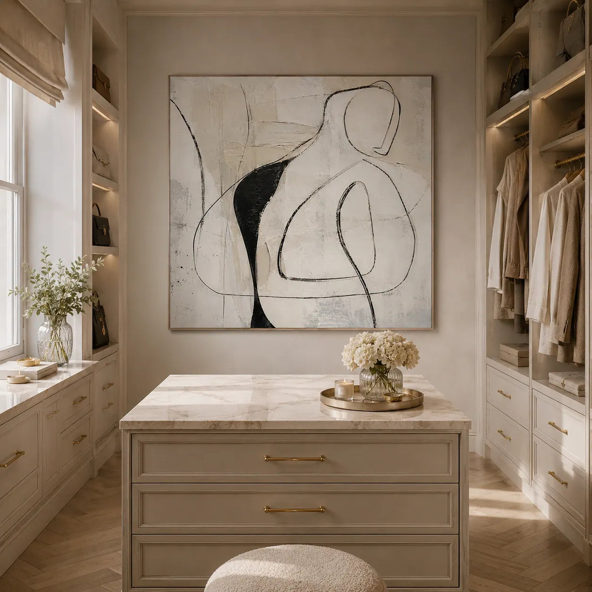 Contour Figure Abstract Wall Art room scene 3 | Olyrel