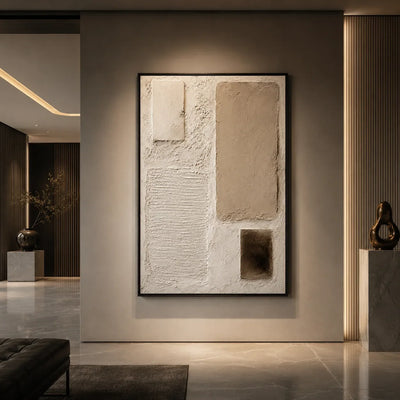 Soft Blocks Textured Wall Art styled in a modern living room | Olyrel