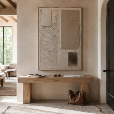 Soft Blocks Textured Wall Art displayed in a bright dining room | Olyrel