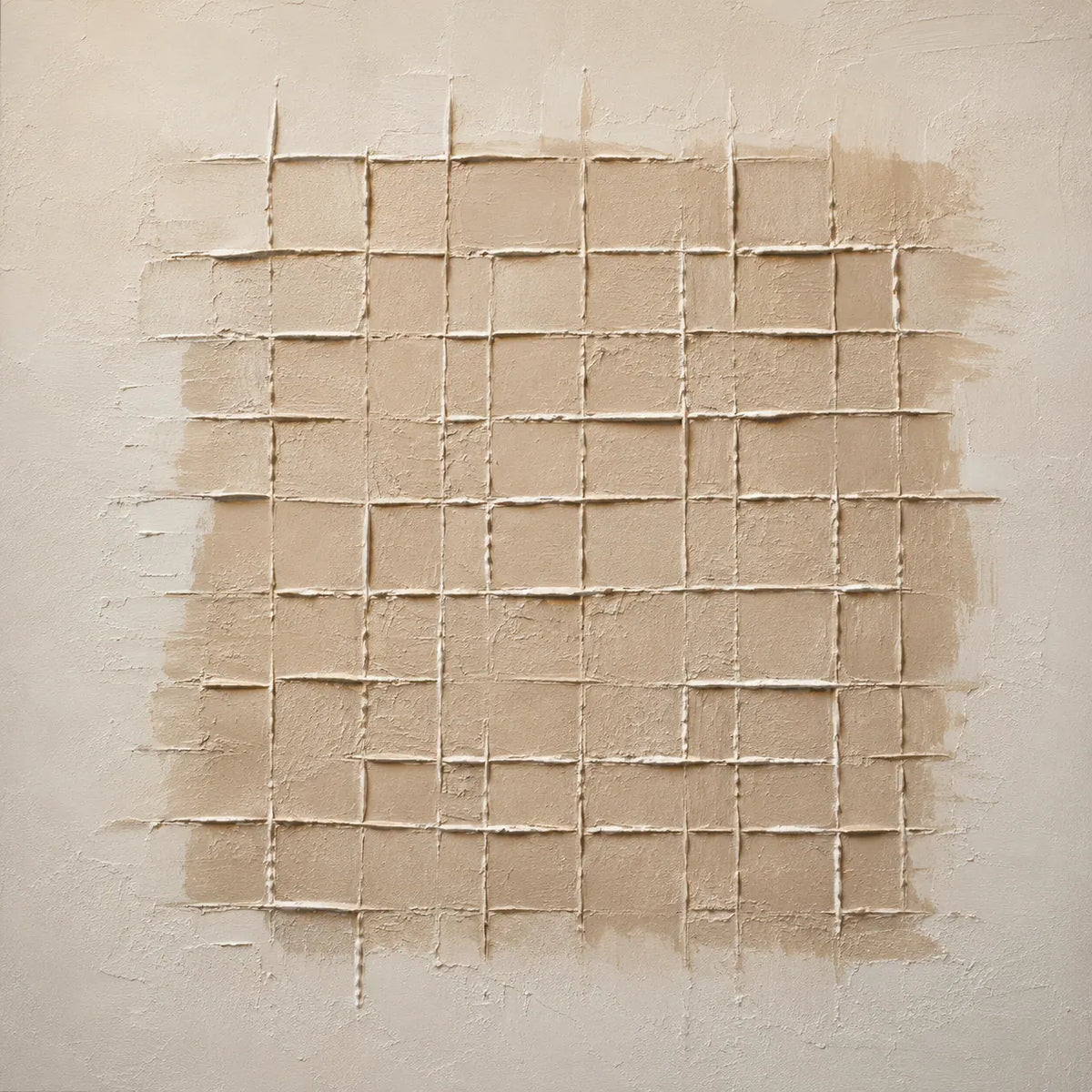 Linen Grid Relief Wall Art room scene 2 | Olyrel