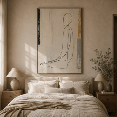 Seated Line Figure Wall Art room scene 2 | Olyrel