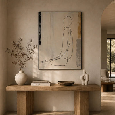 Seated Line Figure Wall Art room scene 5 | Olyrel