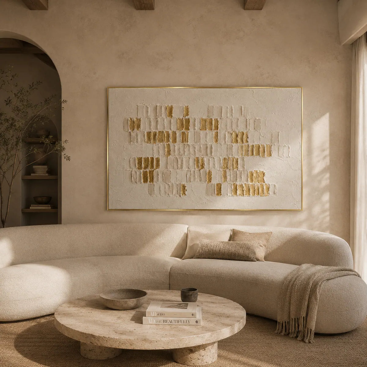 Gilded Mosaic Relief Wall Art room scene 2 | Olyrel