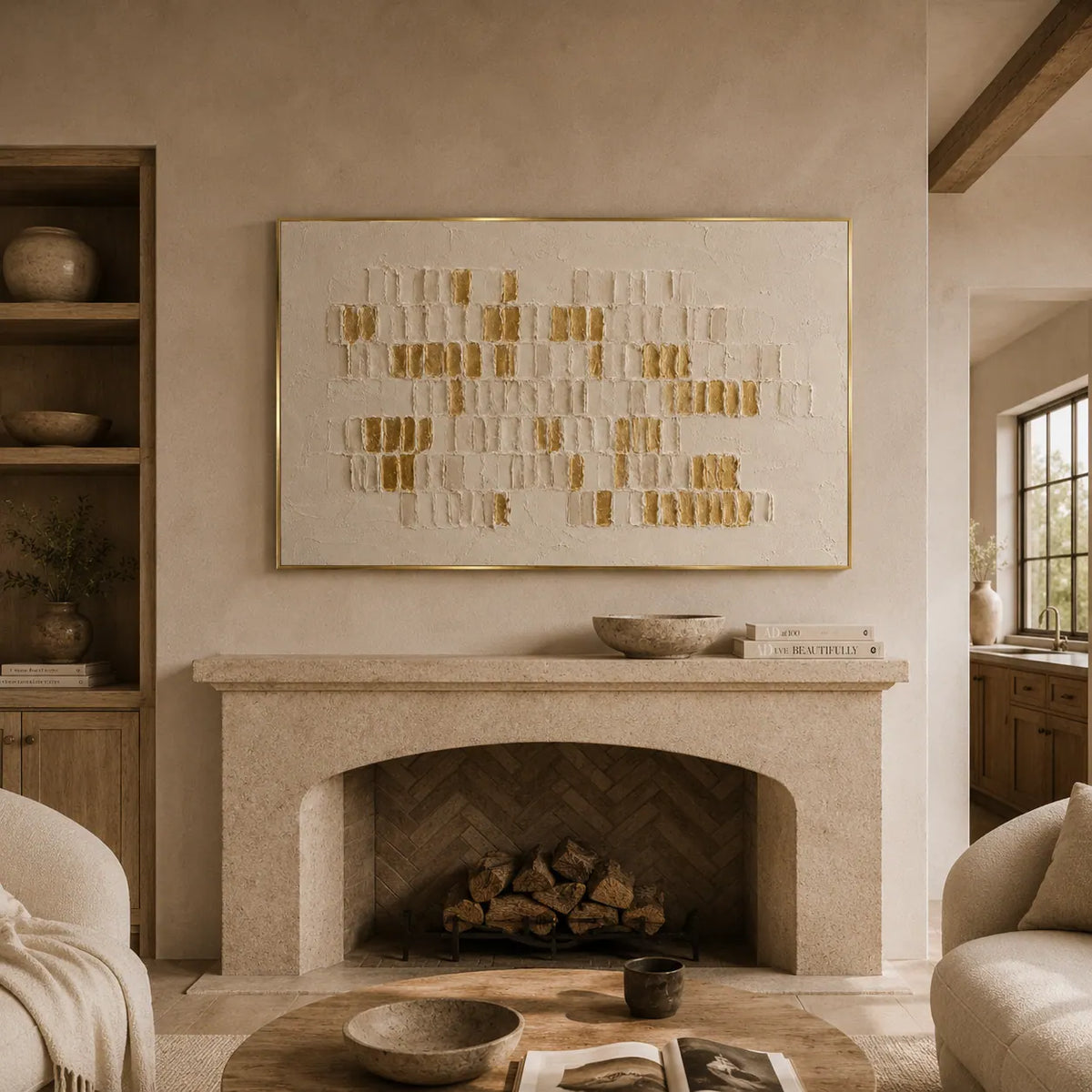 Gilded Mosaic Relief Wall Art room scene 3 | Olyrel