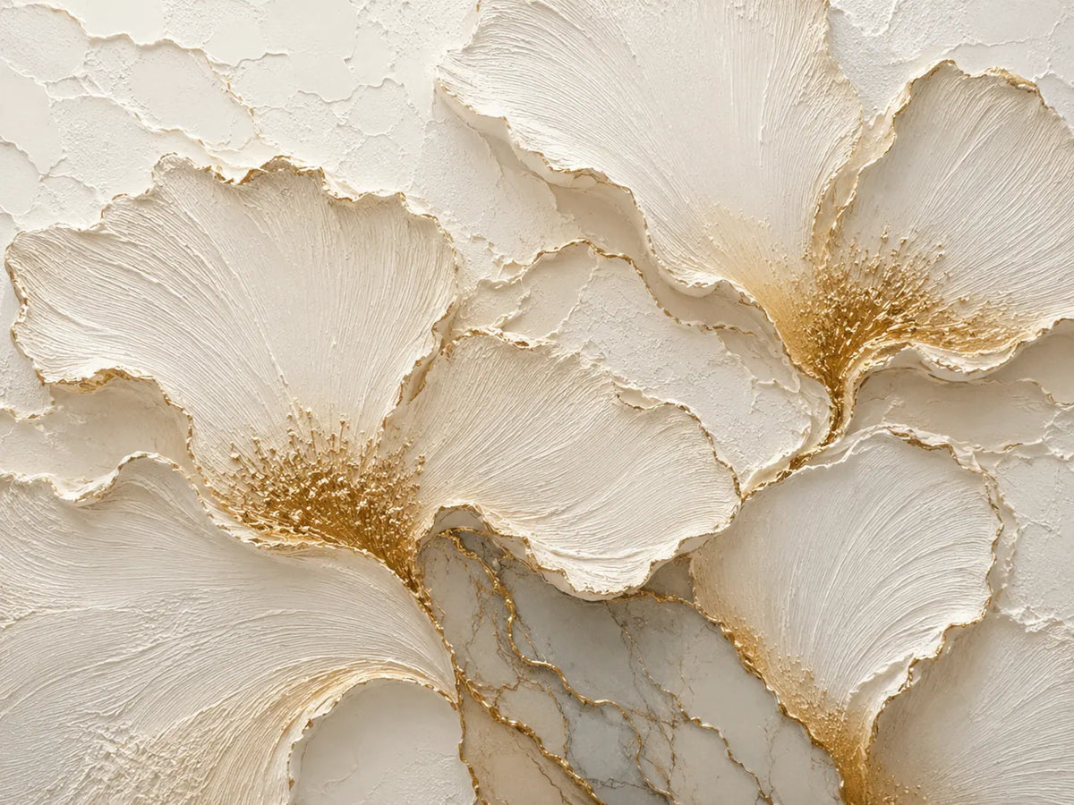 Ivory Petal Relief Wall Art room scene 2 | Olyrel