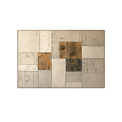Ochre Patchwork Abstract Wall Art | Olyrel