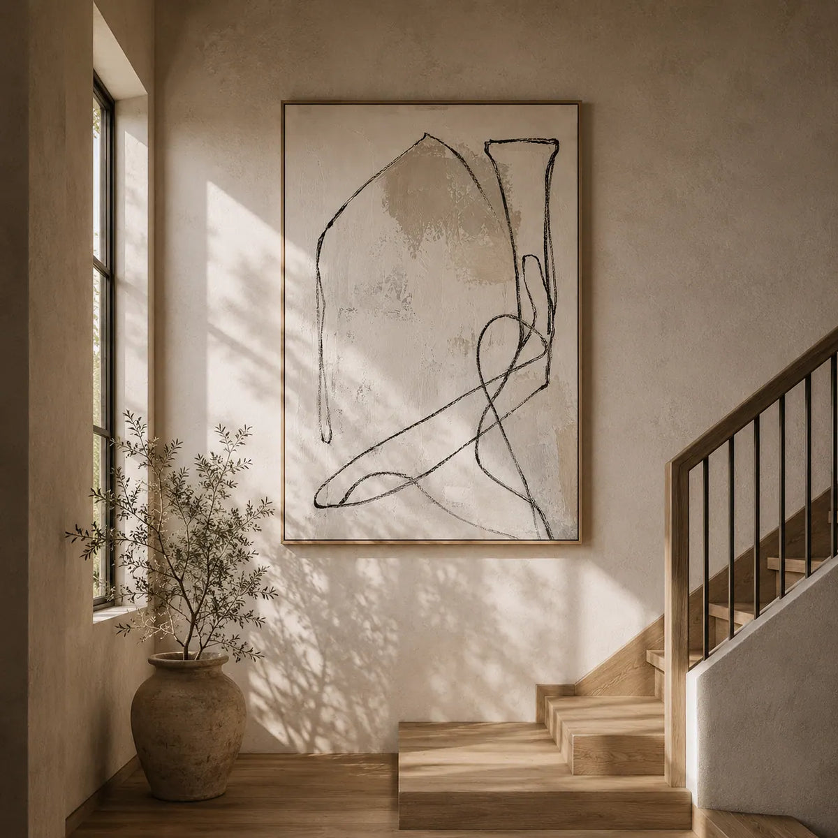 Quiet Contour Abstract Wall Art room scene 5 | Olyrel