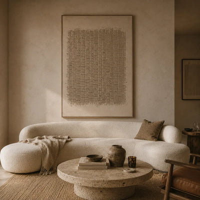 Woven Linen Textured Wall Art room scene 2 | Olyrel