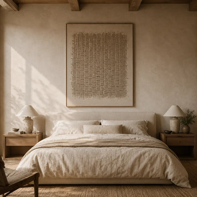 Woven Linen Textured Wall Art room scene 3 | Olyrel