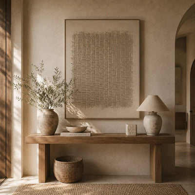 Woven Linen Textured Wall Art room scene 4 | Olyrel