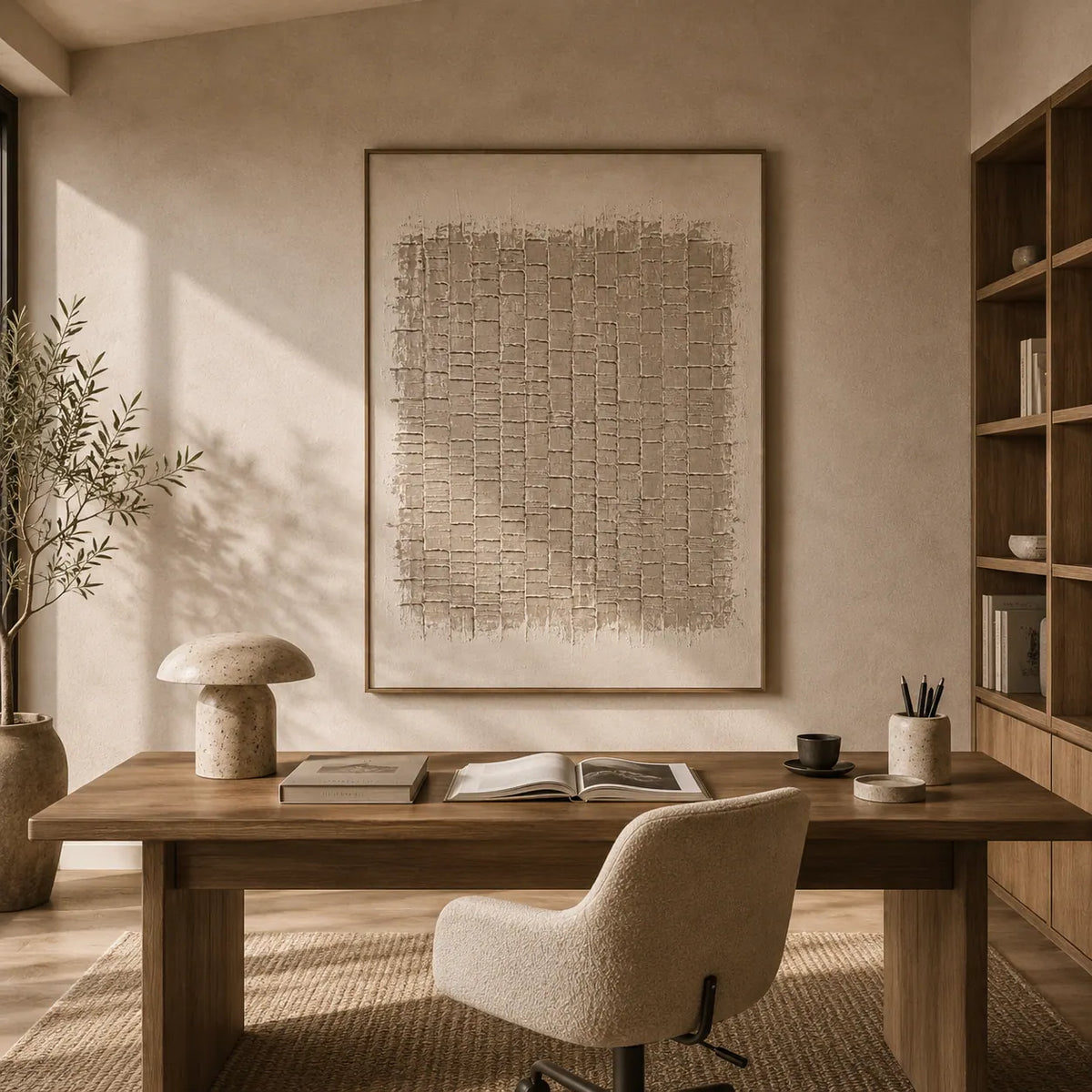 Woven Linen Textured Wall Art room scene 6 | Olyrel