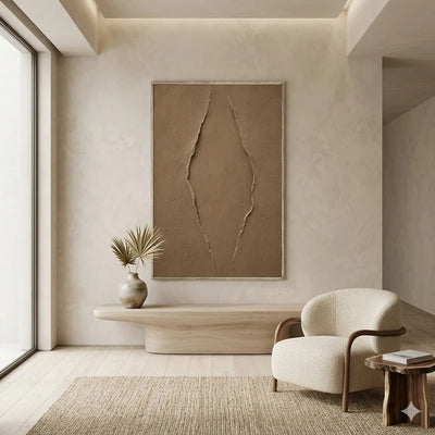 Clay Rift Textured Wall Art styled in a modern living room | Olyrel